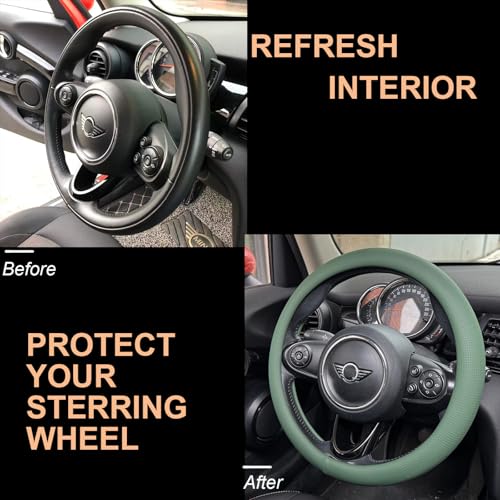 Nappa Leather Steering Wheel Cover Universal 14.5