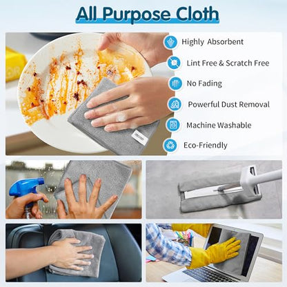 Grey Microfiber Cleaning Cloth (8 Count)