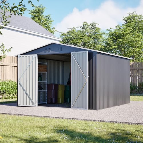 10 x 10FT Outdoor Metal Storage Shed with Lockable Door