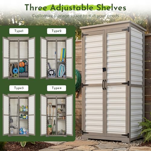 Tall Outdoor Storage Cabinet with Adjustable Shelves