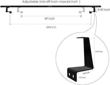 Truck Rack with Two Cross Bars and Four Brackets for Pickup Bed, Universal Aluminum Black Bar Length Adjustable from Min 49” to Max 64” Works with Tonneau Cover that Mounts on Top of Rails