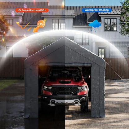 10'×20' Storage Shelter Outdoor Gable Roof Carport with Removable Side Walls