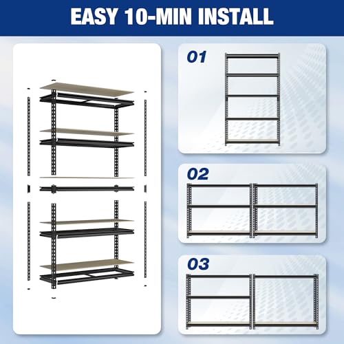 5 Tier Black Shelving with Board