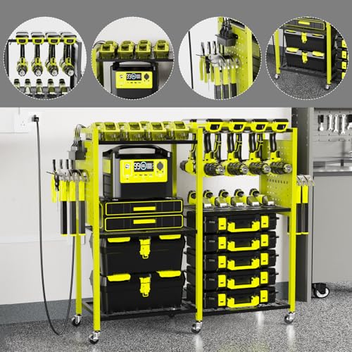 Heavy Duty Power Tools Organizer Cart with Charging Power Strip