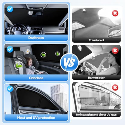 Windshield Sun Shade for Chevrolet Blazer EV 2024 2025 2026 Car Window Shades Thicken UV Block and Blackout Privacy Foldable Sunshades 8PCS Accessories Keep Cool Sun Visor Covers (8 Count)