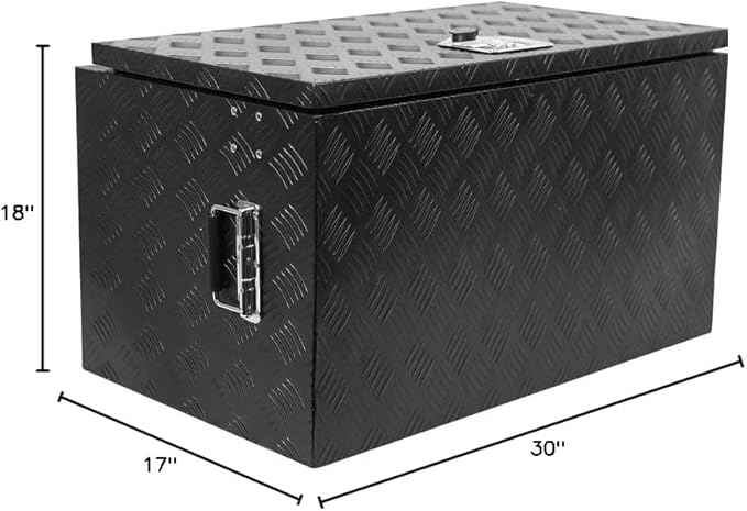 30 Inch Heavy Duty Aluminum Tool Box - Waterproof Square Truck Storage Organizer Chest for Pickup Truck Bed, RV Trailer - T-Handle Lock and Keys Included 30"(W) x 17"(D) x 18"(H)