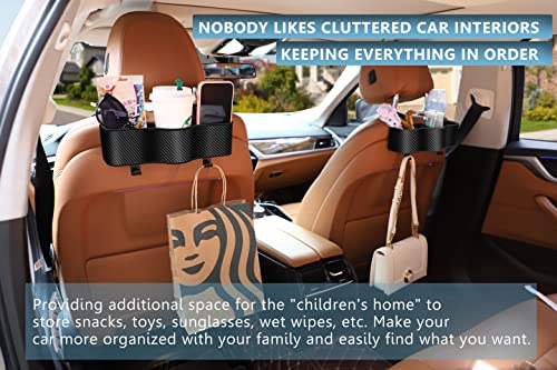 Car Headrest Organizer with Cup Holder &Hooks