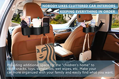 Car Headrest Organizer with Cup Holder &Hooks