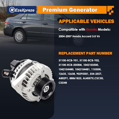 EzeXpreze New Alternator fit for Honda for Accord 2004 2005 2006 2007 130Amp 12V Compatible V6 3.0L