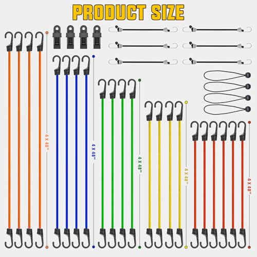 Ultimate Heavy Duty Outdoor Bungee Cord Assortment (36 Count)