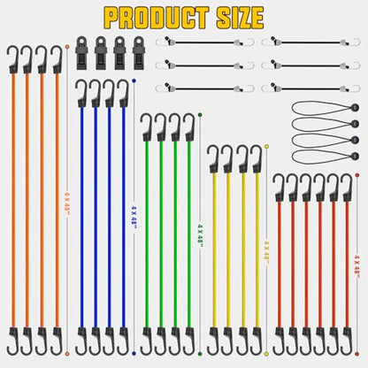 Ultimate Heavy Duty Outdoor Bungee Cord Assortment (36 Count)
