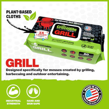 Grill Plant Based Food Safe Cleaning Wipes (80 Count)