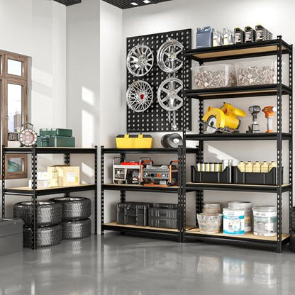 Storage Shelves Garage Shelving Heavy Duty 5 Tier Metal Shelving Units for Storage Adjustable Utility Shelf Rack for Kitchen Warehouse Basement 28" W x 11.8" D x 59.8" H