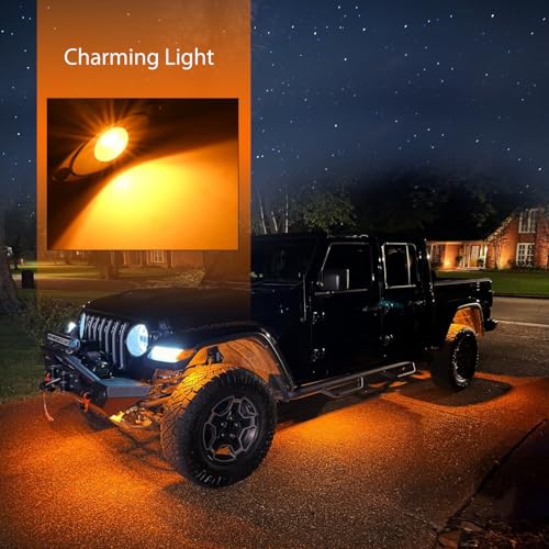 LED Rock Light 4 PCS Amber Color Waterproof