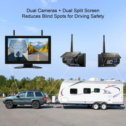 10" HD 1080P Magnetic Solar Wireless Backup Camera 1 Min DIY Install