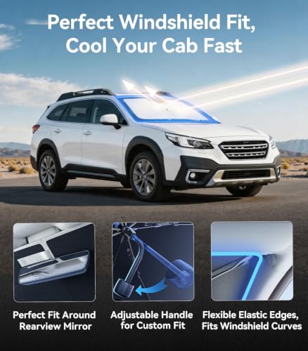 Vinyl Coating Heat Shield] Windshield Sun Shade Umbrella Custom for Subaru Outback