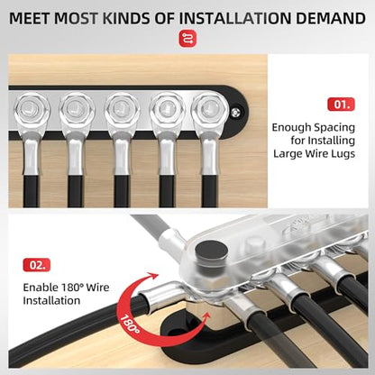 600A Power Distribution Block 12V Bus Bar Terminal Block 6 x 3