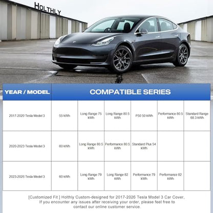 10 Layers Car Cover with Charger Port Custom Fit for Tesla Model 3
