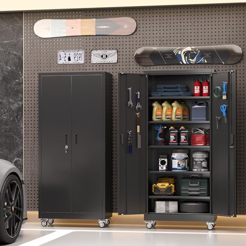 71" Metal Storage Cabinet with Wheels