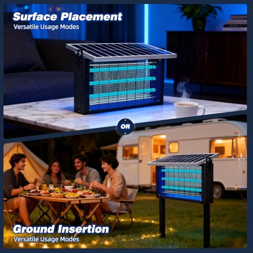 Heavy Duty Solar Bug Zapper for 8000 sq.ft with 30W Solar Panel