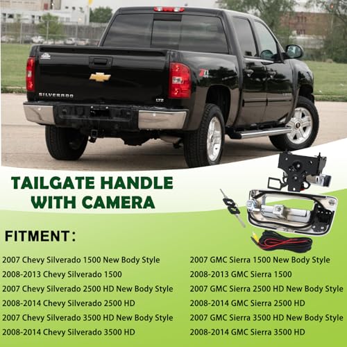 Backup Camera Tailgate Handle Rear View Camera Liftgate Latch Handle with Key Lock Cylinder Compatible with 2007