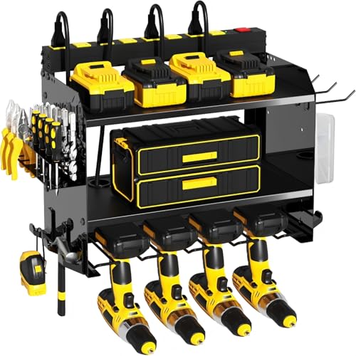 Power Tool Organizer Wall Mount with Charging Station & 8 Outlet