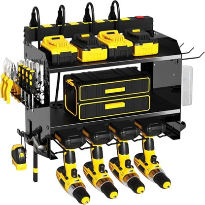 Power Tool Organizer Wall Mount with Charging Station & 8 Outlet