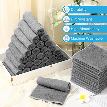100 Pack 12'' x 12'' Microfiber Cleaning Cloths Reusable Cleaning Rags Bulk Microfiber Towels Softer Highly Absorbent Washcloths for House Kitchen Car Window