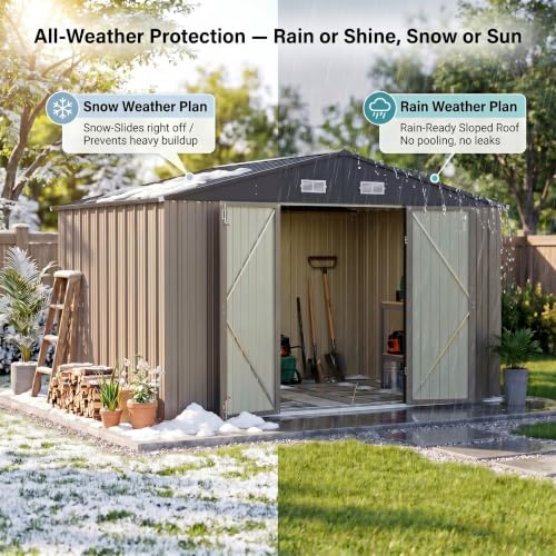 10x8 FT Outdoor Storage Shed with Floor Frame