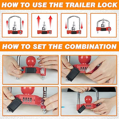 1 Pack Universal Hitch Lock with Combination Lock