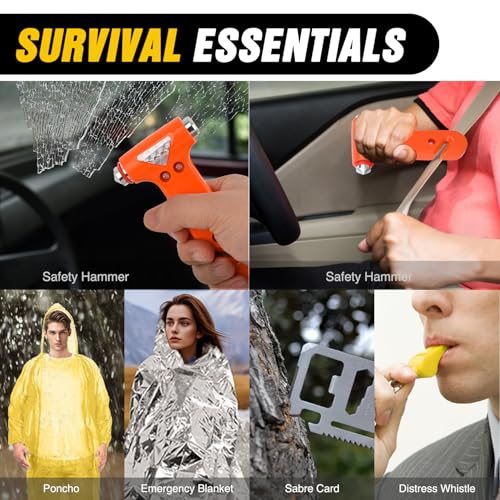 Car Roadside Emergency Kit with Jumper Cables Tow Rope