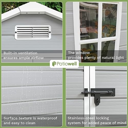 6x4 FT Resin Outdoor Storage Shed with Floor