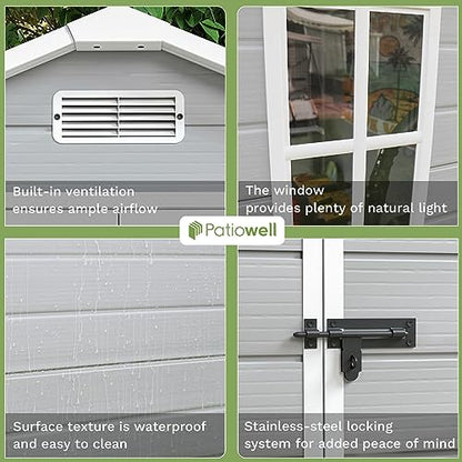 6x4 FT Resin Outdoor Storage Shed with Floor