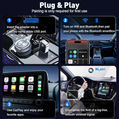 Wireless CarPlay Adapter for Apple iPhone iOS 10+ & Cars from 2015+