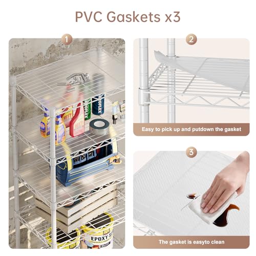 5 Small Wire Shelves Kitchen Pantry Close Home Organizers and Storage Bathroom Shelf Laundry Room Organization Adjustable Book Metal Garage Shelving Unit