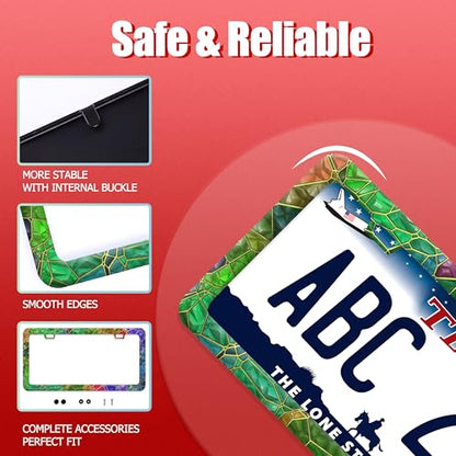 Colored Gemstone Patterns Stainless Steel License Plate Frame for US Cars