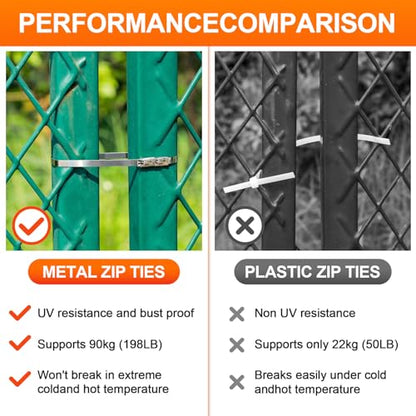 Metal Zip Ties 11.8 Inch 304 Stainless Steel Zip Ties Multi