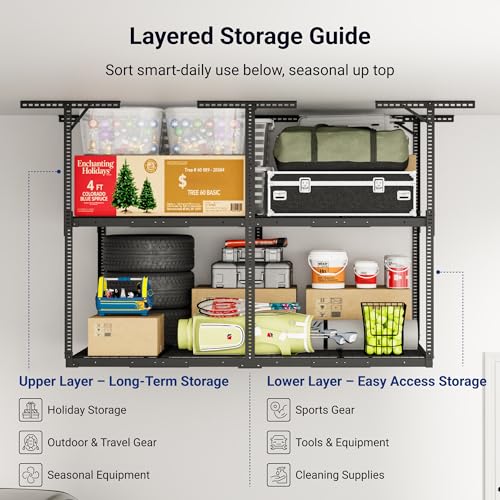 4x8 2 Tier Overhead Ceiling Garage Storage Rack