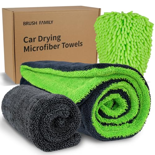 3 Pack Car Microfiber Towels with Car Wash Mitt (3 Count)