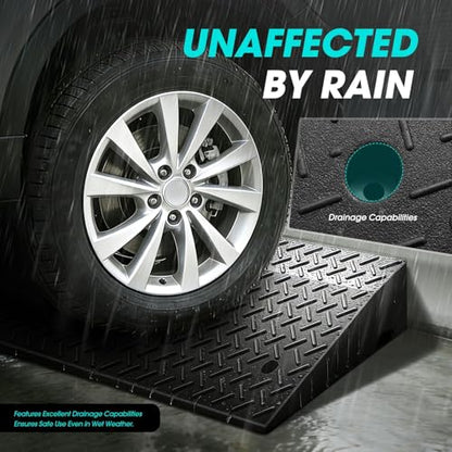 6.3" Rise Rubber Curb Ramp Heavy Duty Loading Driveway Ramp Threshold Ramp 39" W x 19.5" D x 6.3" H for Loading Dock