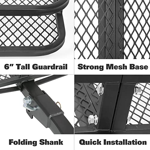 Folding Hitch Mount Cargo Carrier Basket 60" X 20" X 6"+ Waterproof Cargo Bag