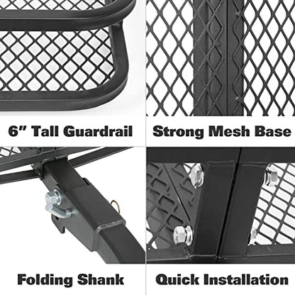 Folding Hitch Mount Cargo Carrier Basket 60" X 20" X 6"+ Waterproof Cargo Bag