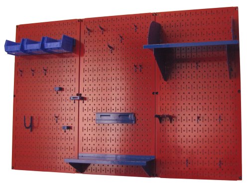 Pegboard Organizer 4 ft. Metal Pegboard Standard Tool Storage Kit with Red Toolboard and Blue Accessories