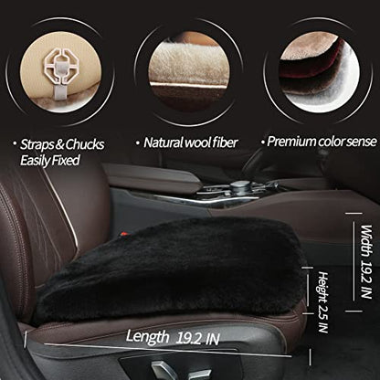 Genuine Sheepskin Car Seat Cushion Seat Covers for Cars Trucks SUV Comfort Seat Protector Pad for Car Driver Seat Car Accessories for Women Office Chair Car Decor (2 Count)