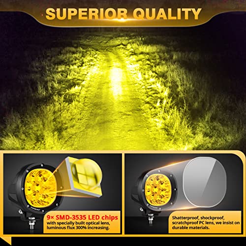 P4 Series 4 Inch Amber LED Offroad Lights Round LED Pods 2 (2 Count)