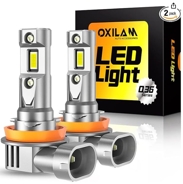 H11/H8/H9 LED Light Bulb, 12X Brighter 6500K Cool White, Anti-Flicker, 60,000Hrs Lifespan, Plug and Play, IP68, H8 H9 LED Light Compatible with Cars Trucks SUVs, Pack of 2 (2 Count)