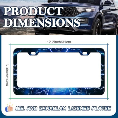 Blue Lightning License Plate Frames