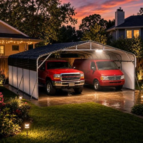 20x25FT Metal Carport Heavy Duty Galvanized Steel Canopy