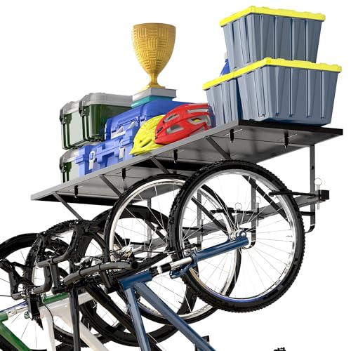 Heavy Duty Bike Rack with Shelf for Garage Storage