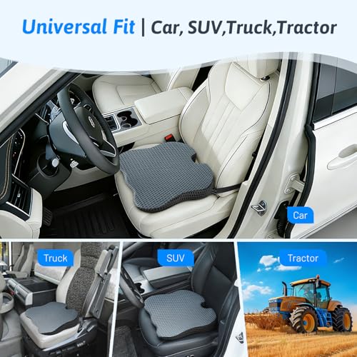 Wedge Car Seat Cushion for Better Visibility & Sciatica Pain Relief